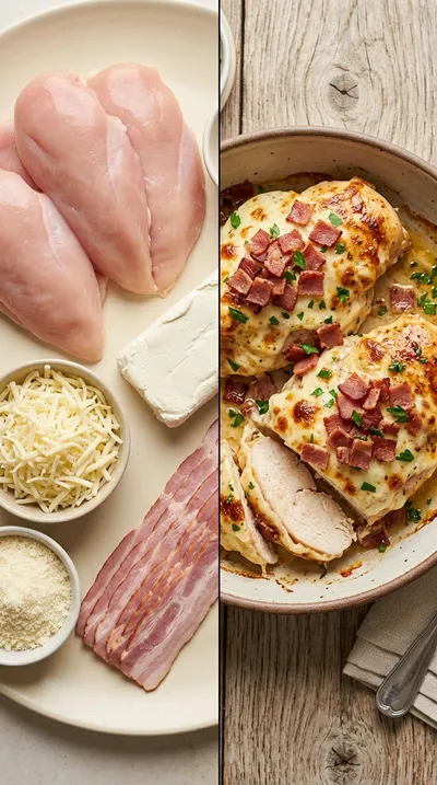 Million Dollar Baked Chicken Breast with Turkey Bacon - ready to serve