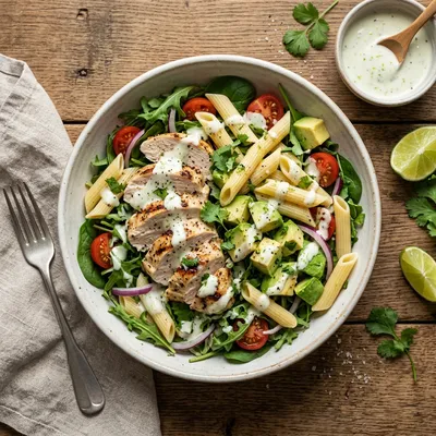 Chicken Pasta Salad with Avocado – Healthy Recipe - ready to serve