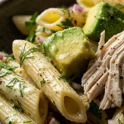 Chicken Pasta Salad with Avocado – Healthy Recipe - ingredients preparation