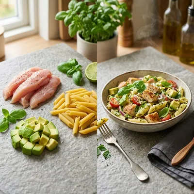 Chicken Pasta Salad with Avocado – Healthy Recipe - cooking process