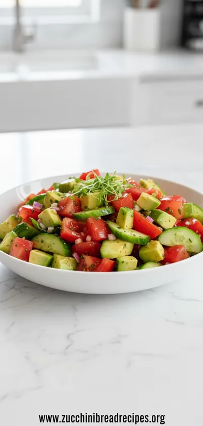 Avocado Tomato Cucumber Salad Recipe - ready to serve