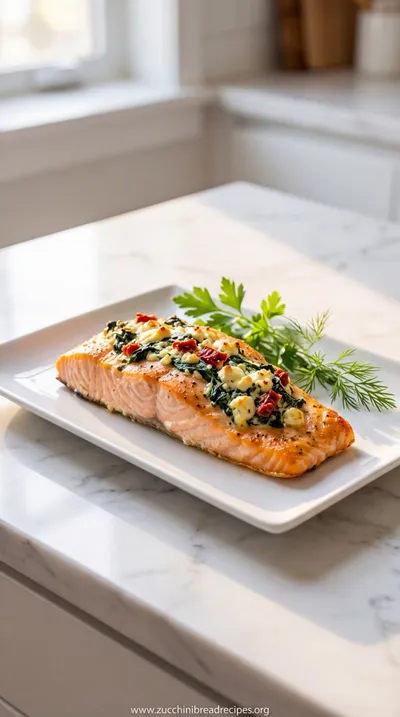 Baked Stuffed Salmon With Spinach And Feta