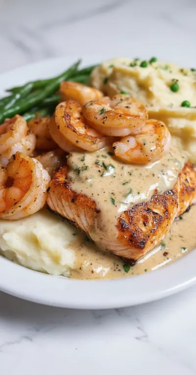 Cajun Shrimp and Salmon with Garlic Cream Sauce