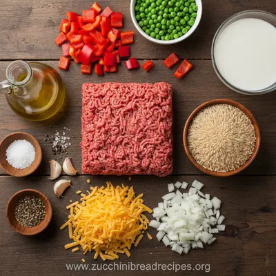 Cheesy Ground Beef and Rice Casserole - cooking process
