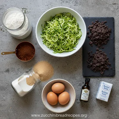 Chocolate Zucchini Loaf Cake Recipe - ingredients preparation
