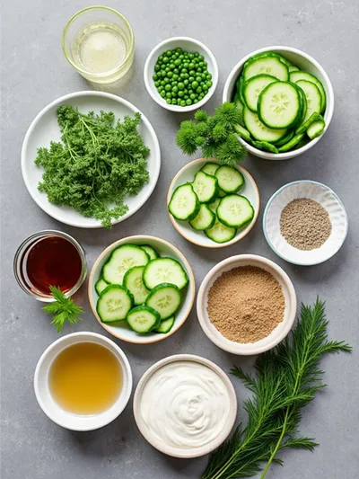 Creamy German Cucumber Salad - ingredients preparation