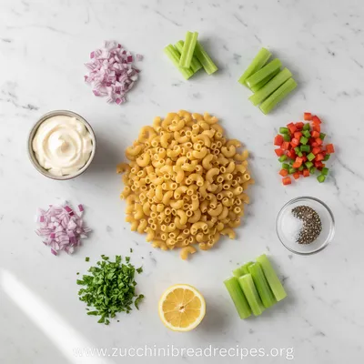 Creamy Macaroni Salad Recipe - ingredients preparation