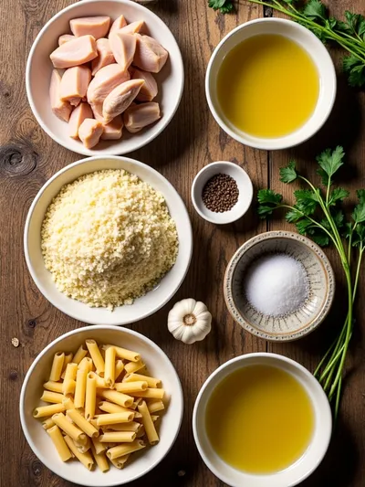Crockpot Garlic Parmesan Chicken Pasta - ingredients preparation