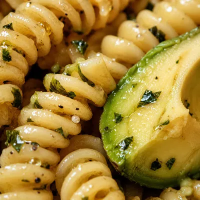 Healthy Chicken Pasta Salad with Avocado - ingredients preparation
