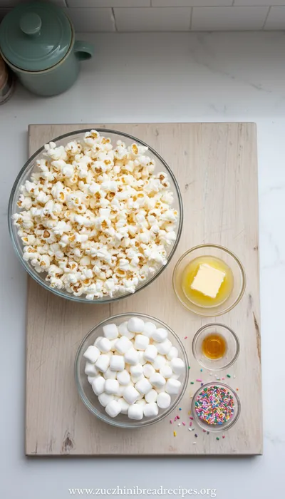 Funfetti Marshmallow Popcorn Treats - cooking process