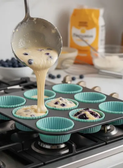 Healthy Greek Yogurt Blueberry Protein Muffins - ingredients preparation