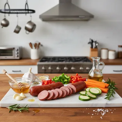 Easy One-Pan Honey Garlic Sausage & Veggies - cooking process
