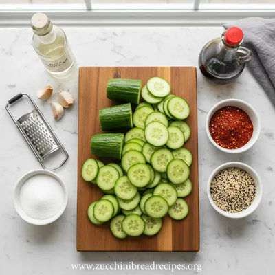 Korean Cucumber Salad – Fresh and Tangy - ingredients preparation