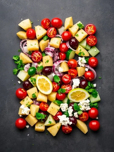 Mediterranean Potato Salad – Healthy Best Ever Recipe - ingredients preparation