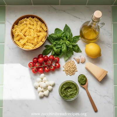 Light and Creamy Pesto Caprese Pasta Salad - cooking process