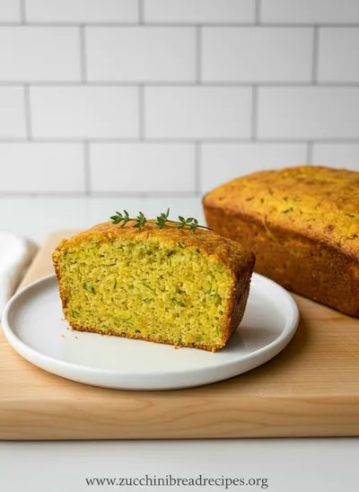 Savory Zucchini Cornbread Loaf - ready to serve