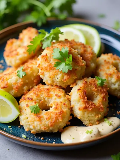 Shrimp Fritters With Lime Mayonnaise - ready to serve