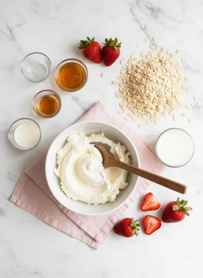 Strawberry Cheesecake Overnight Oats - cooking process