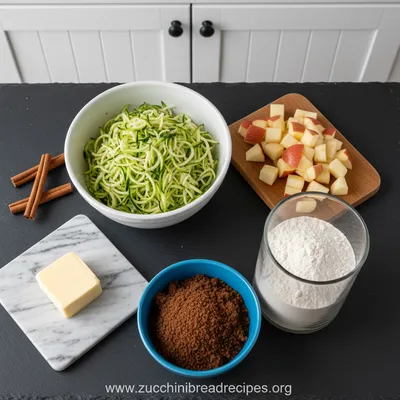 Streusel Apple Zucchini Bread - ingredients preparation