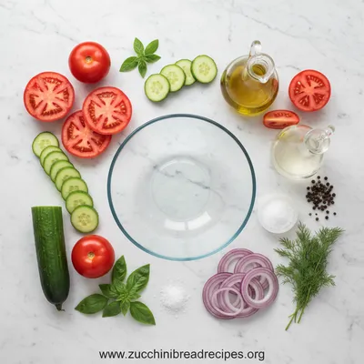 Tomato Cucumber Onion Salad - ingredients preparation