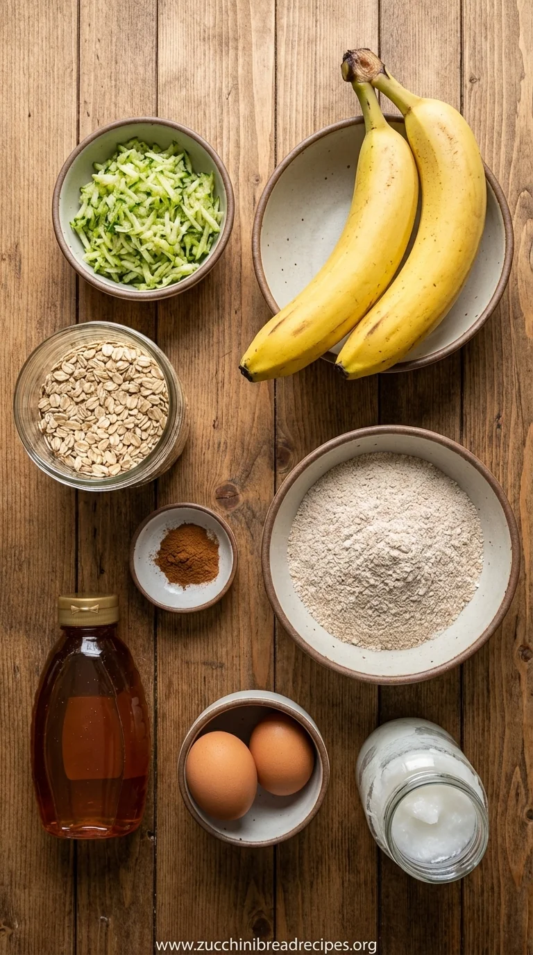 Zucchini Banana Muffins with Oats: Healthy Breakfast Recipe - ingredients preparation