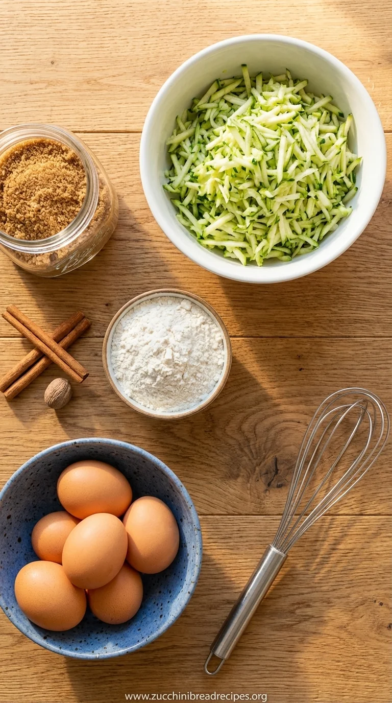 Zucchini Spice Cake: Best Recipe with Brown Sugar - ingredients preparation